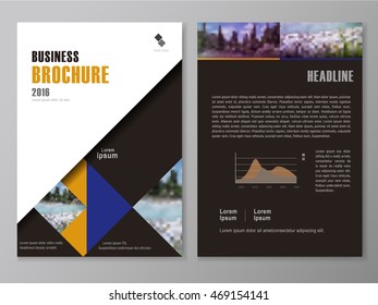 Brochure, flyer and cover template design with blurred riverbank scenery