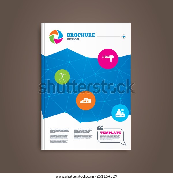 Brochure Flyer Design Hotel Services Icons Stock Vector Royalty Free