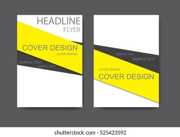 Brochure  flyer design layout template, annual report, black and yellow on white background, material design,  size A4, vector illustration 