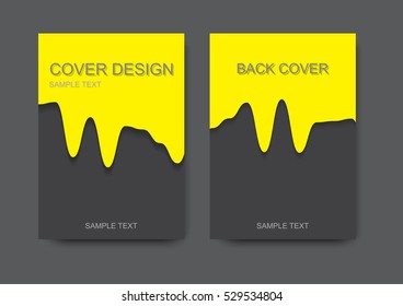 Brochure  flyer design layout template, annual report cover design, book cover, paper art style, yellow and black color, size A4, vector illustration 