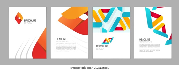 Brochure flyer design red blue abstract page vector or a4 annual report cover layout poster template design with creative geometric triangles elegant waves elements, corporate presentation booklet