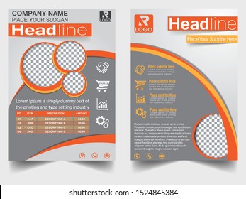 brochure flyer design template , abstract flat background, A4 size, vector