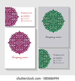 Brochure flyer design template with Mandala, round ornament. Decorative design elements for logo, icon, label, invitation cards