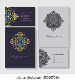 Brochure flyer design template with Mandala, round ornament. Decorative design elements for logo, icon, label, invitation cards