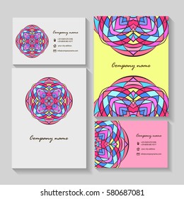 Brochure flyer design template with Mandala, round ornament. Decorative design elements for logo, icon, label, invitation cards 