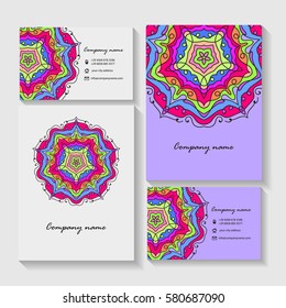 Brochure flyer design template with Mandala, round ornament. Decorative design elements for logo, icon, label, invitation cards