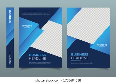 planilla de diseño de folleto, folletos de presentación de carteles folleto de portada anual, diseño de impresión a4 con ilustración vectorial de color azul