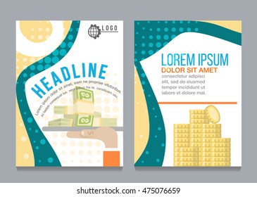  brochure flyer design template vector, Money, layout in A4 size