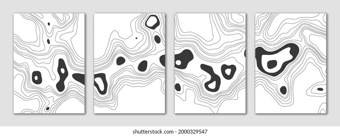 Brochure flyer design, vector background. Vertical a4 format. Imitation of a geographical map, contour lines.