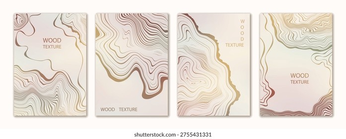 Brochure flyer design, vector background, set vertical a4 format, wood texture imitation