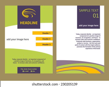 Brochure Flyer design vector template in A4 size. The logo with the image field of the road.