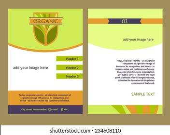 Brochure Flyer Design Vector Template In A4 Size. Logo With The Image Of A Tree, Eco-friendly Products. Health Care. Organic.