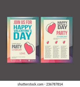 Brochure Flyer Happy Valentine's Day  design vector template illustration