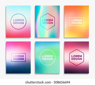 Diseño de folleto o folleto en tamaño A4. Formas geométricas abstractas en un conjunto de fondos borrosos. Ilustraciones vectoriales para portada de revista o diseño de banner promocional de sitio web.