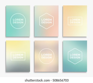 Brochure or flyer layout in A4 size. Abstract geometric shapes on blurred backgrounds set. Vector illustrations for magazine cover or website promotional banner design.