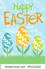 Brochure flyer layout easter card, easter postcard, easter egg, spring and happy easter holiday vector illustration