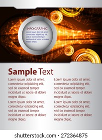 brochure, flyer, magazine cover. orange Design Template. Card Business Set. Folder. banner. label. Leaflet Abstract Technology background for computer graphic website internet. text box.