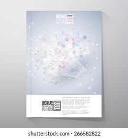 Brochure, flyer or report with molecular structure for communication, template vector.