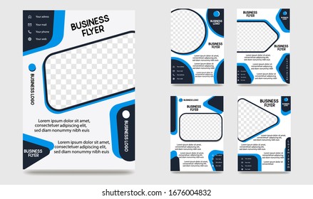 Brochure Flyer set, creative design. Multipurpose Shape template. Trendy minimalist flat geometric design. Vertical banner illustration