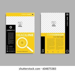 Brochure flyer template A4 size design, book cover layout design. abstract yellow and black presentation templates.