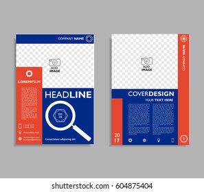 Brochure flyer template A4 size design, book cover layout design. abstract blue and orange presentation templates.