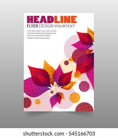 Brochure flyer  template with abstract flowers. Can be use for publishing, print and presentation.  Vector.  Eps 10