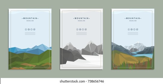 Brochure, flyer, template for corporate identity. Nature, mountain landscape.