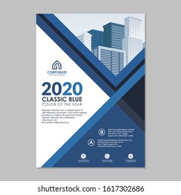 Brochure - Flyer template design with Classic Blue Color and Abstract geometric vector  Design