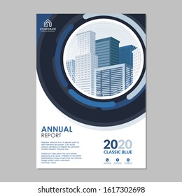 Brochure - Flyer template design with Classic Blue Color and Abstract geometric vector  Design