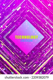 Brochure, flyer template. Glitch error effect. Futuristic digital technology background. Vector design