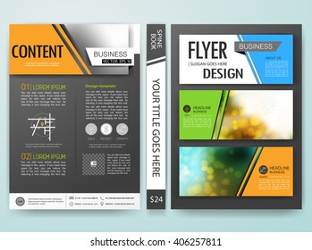 Brochure flyers annual report design template vector. Leaflet cover presentation with abstract bokeh blur background. Layout in A4 size .