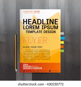 brochure, flyers, poster, design layout template in A4 size with business, abstract, background wood vector, text, Leaflet cover presentation, annual report, Pencil, Bookmarks bright, modern, Colorful