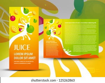 brochure folder juice fruit drops liquid orange green apple element design / cmyk, no transparent