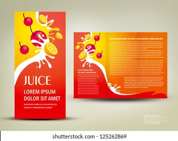 brochure folder juice fruit drops liquid orange red element design / cmyk, no transparent