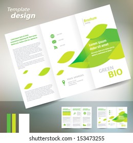 brochure folder leaflet bio eco green leaf nature abstract element white color background