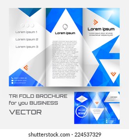 brochure folder leaflet geometric triangle rhombus abstract element blue color background