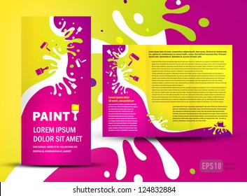 Brochure Folder Paint Colorful Element Design Colorful