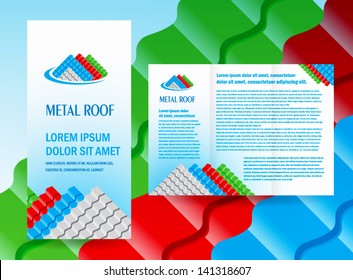 brochure folder roof metal profile colored design vector