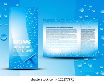 Brochure Folder Washing Cleaning Design / Cmyk, No Transparent