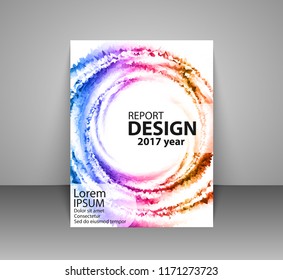 Brochure with futuristic colorful background. Report, flyer, business layout, presentation template A4 size. Vector illustration.