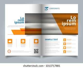 Brochure geometric layout design template, Annual report, Leaflet, Advertising, poster, Magazine, Business for background, Empty copy space, orange color tone vector illustration artwork A4 size.