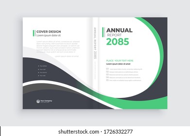 
Brochure  green background with geometric shapes, book cover template open