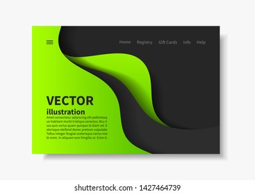 Brochure green banner.Yellow red Site template. Vector abstract illustration. Design concept for a website or presentation. Ready design layout. EPS-10.