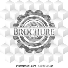 Brochure grey badge with geometric cube white background