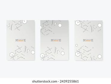 Brochure hexagons abstract pattern. Lines and dots connect background. Annual report, flyer template, web presentation template, cover book or magazine