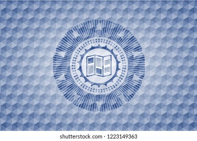 brochure icon inside blue hexagon badge.