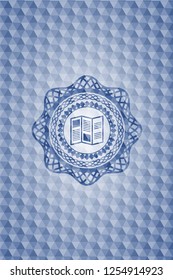brochure icon inside blue hexagon emblem.