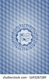 Broschüre Symbol in blauem Polygonal-Emblem.