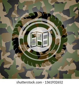 brochure icon inside camo texture