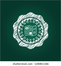 brochure icon inside chalk emblem